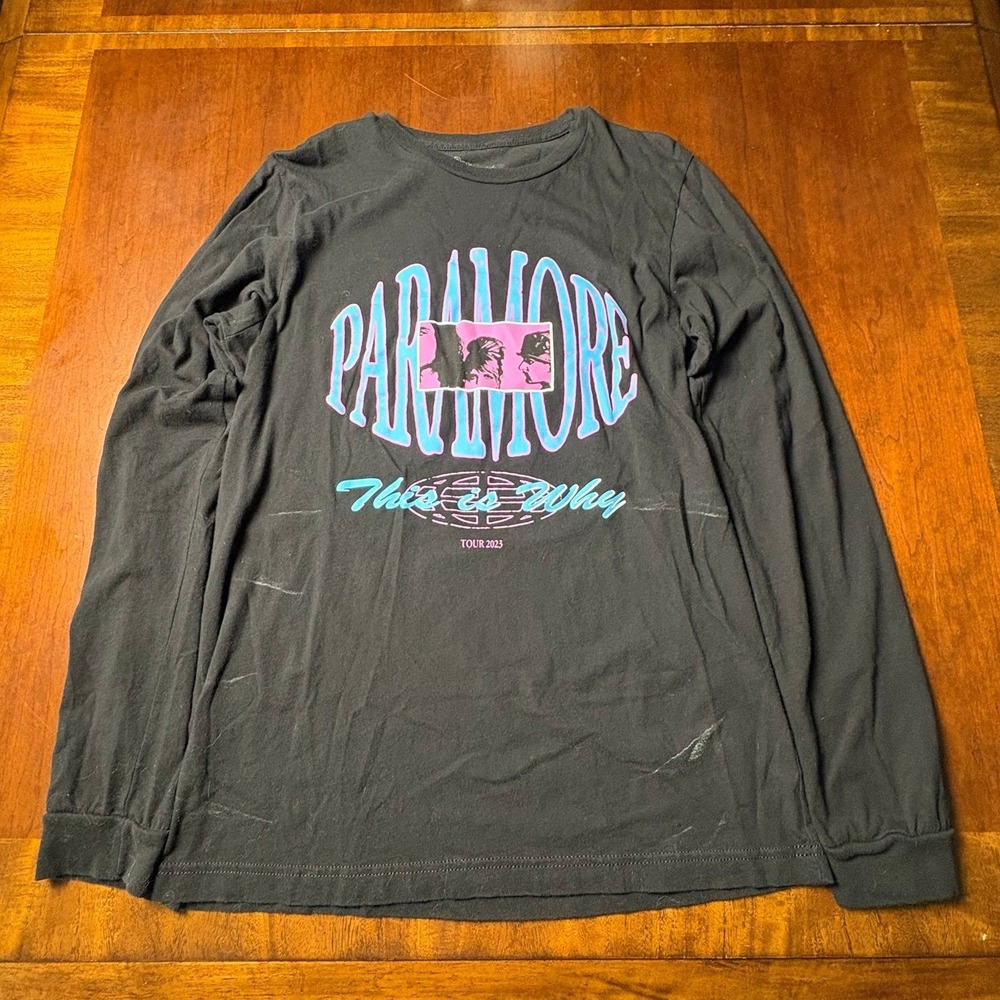Paramore This Is Why Tour 2023 Black Long Sleeve Shirt Large 19x27